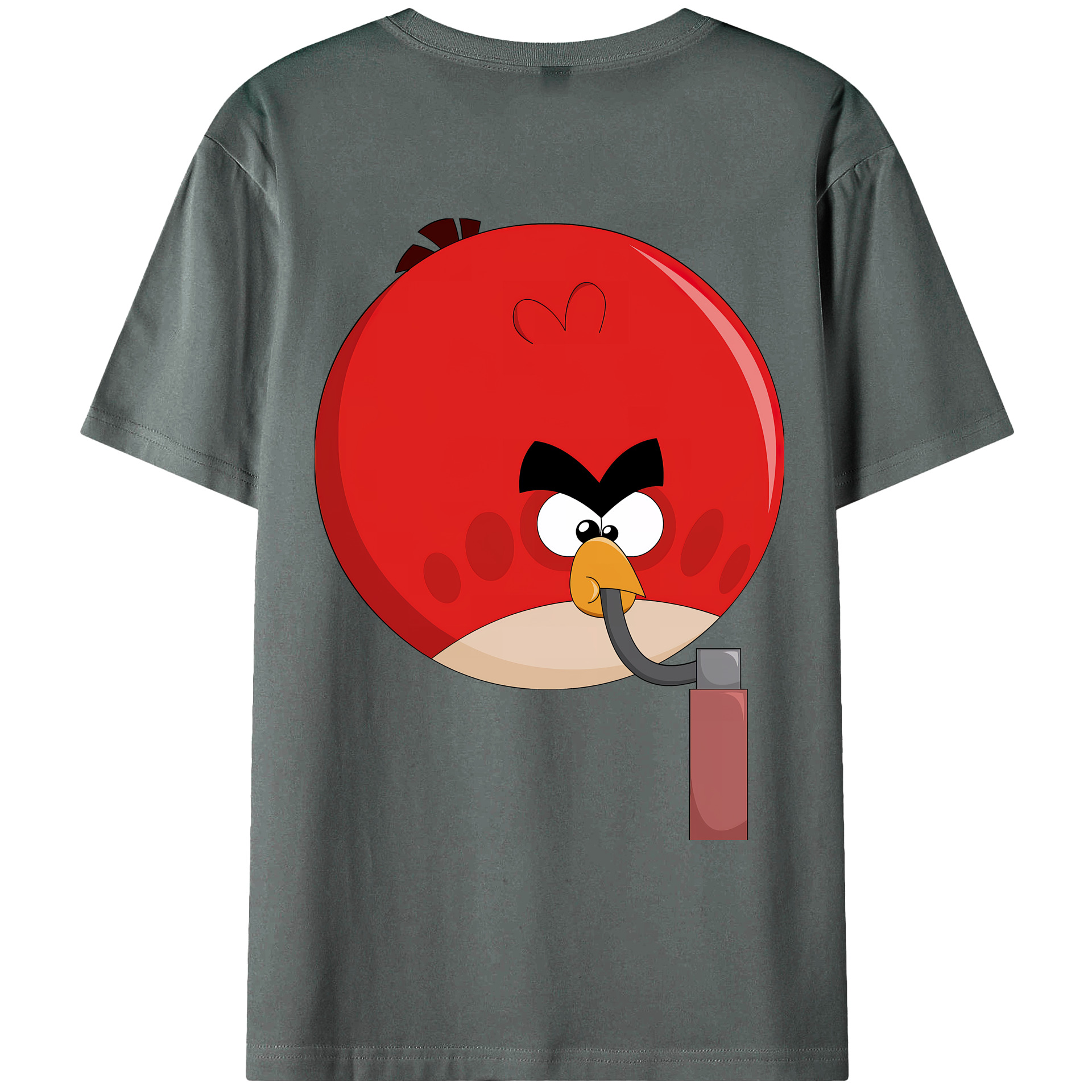 （画像用） Angry Birds アングリーバード 綿100％ メンズ半袖Tシャツ（バックプリント） 通気性